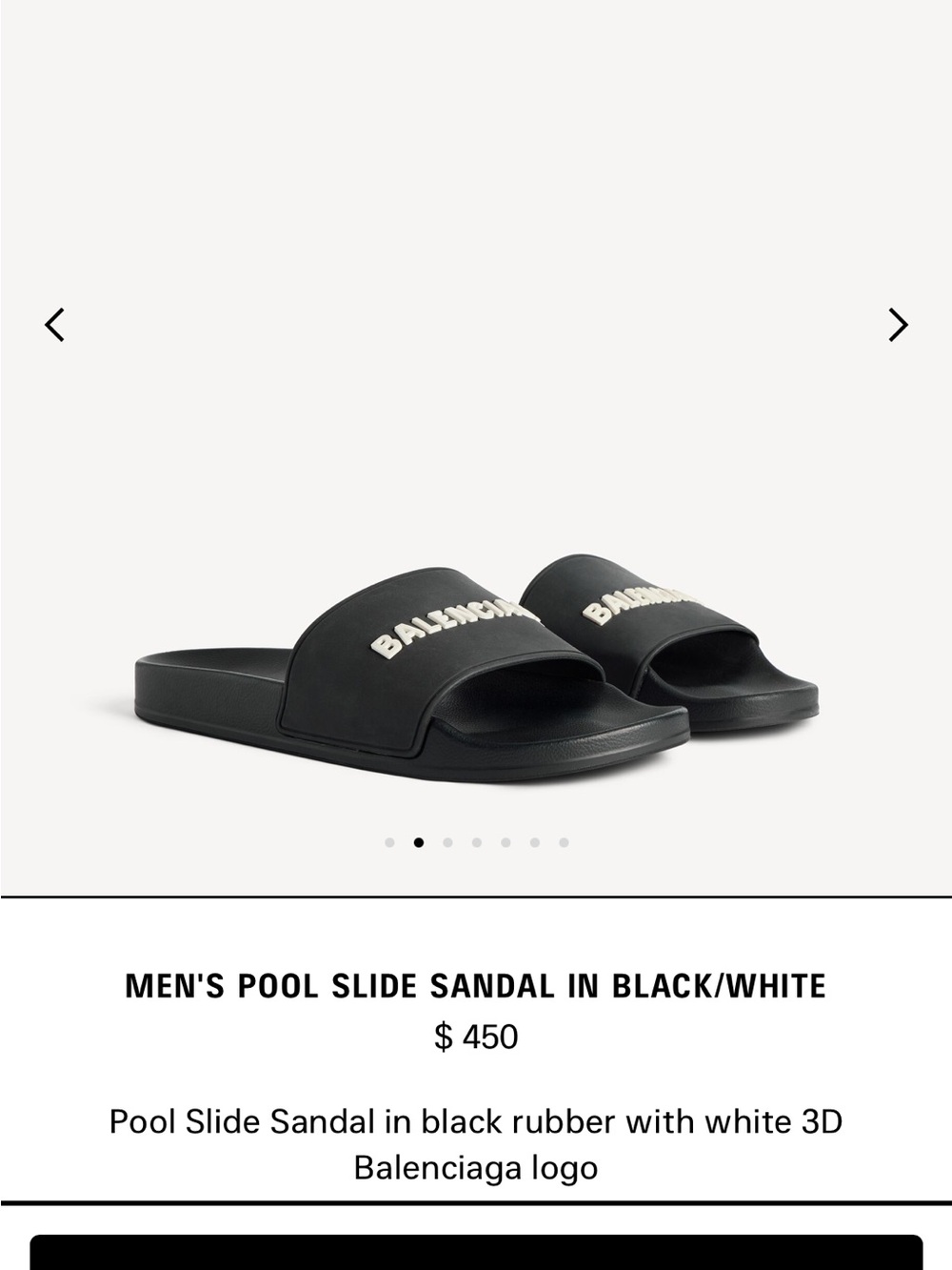 Balenciaga Black Slide Sandals with White 3D Logo